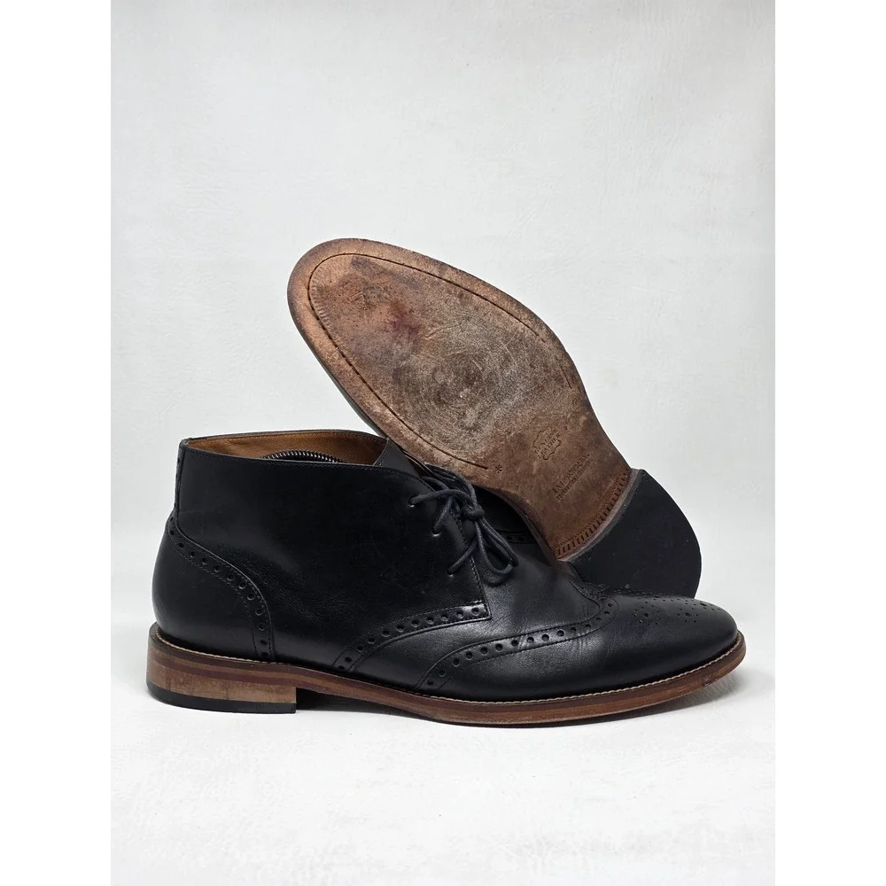 J. Murphy Johnston & Murphy Black Leather Wingtip Chukka Boots 10.5 M 59-2061